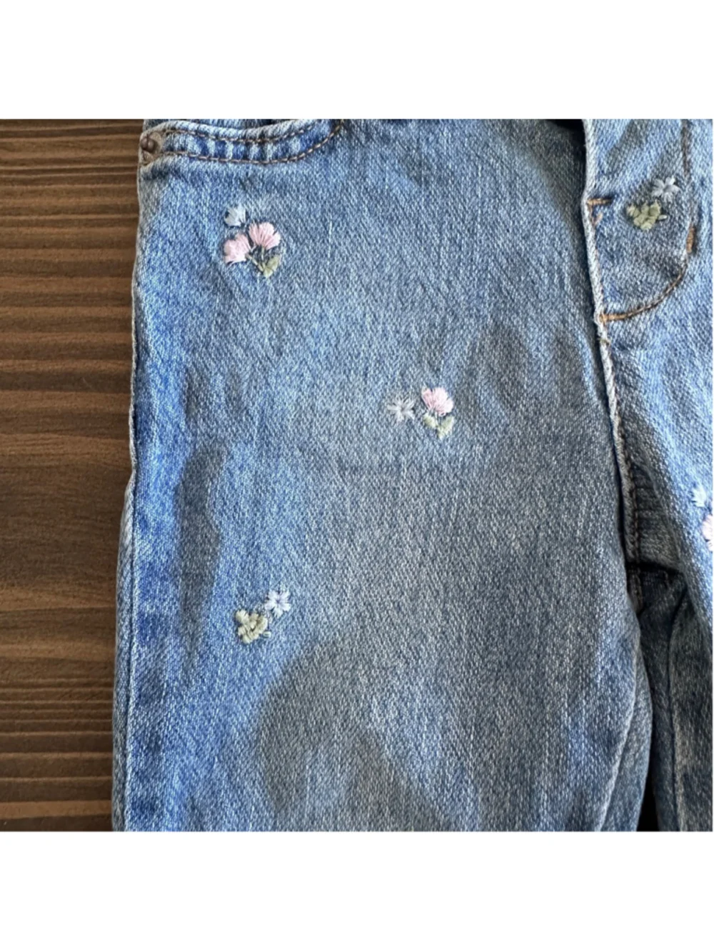 Cat & Jack Floral Skinny Jeans 18M Baby Girl Stretch Denim Pants Blue - Picture 3 of 4